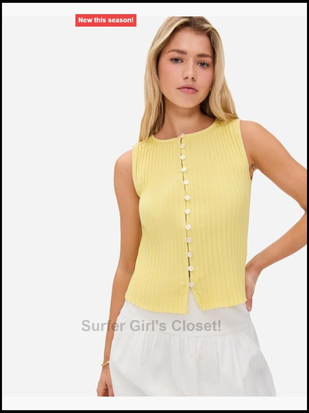 Women's Sleeveless Ribbed Knit Vest Top Cotton Blend Stretch